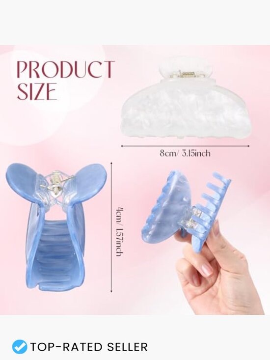 6 Large Acrylic Hair Claw Clips Non-slip Hold for Thick Thin Hair Stylish main image 6